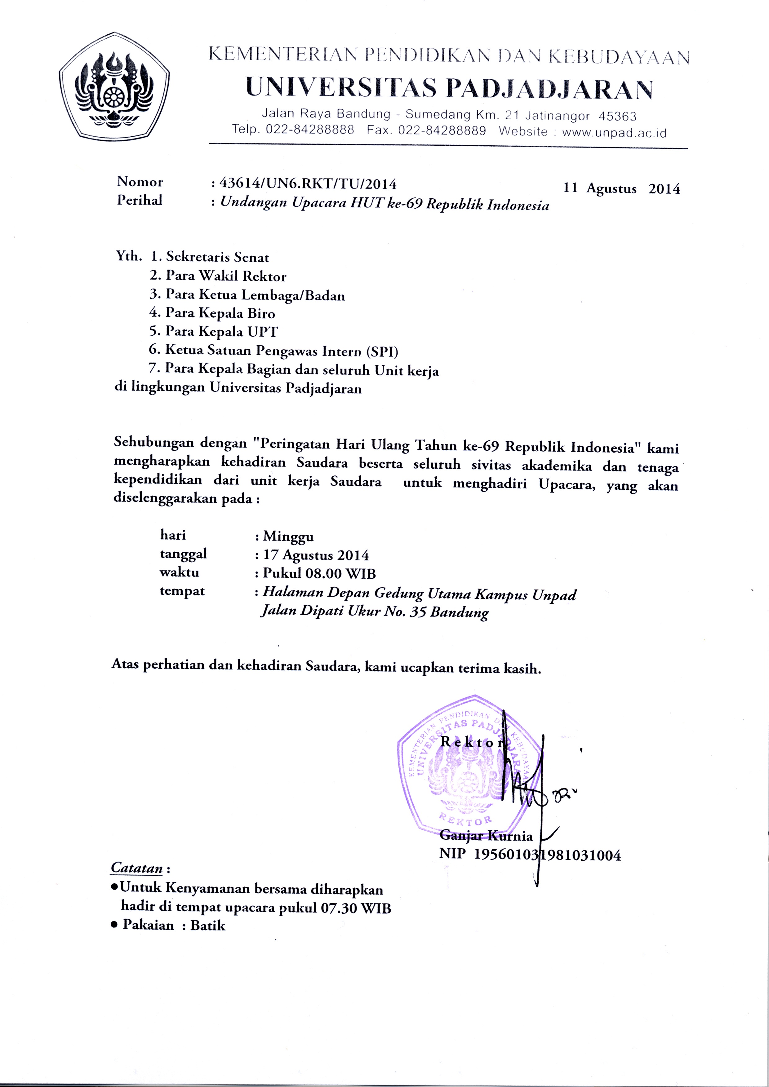 Upacara HUT ke-69 Republik Indonesia - Universitas Padjadjaran