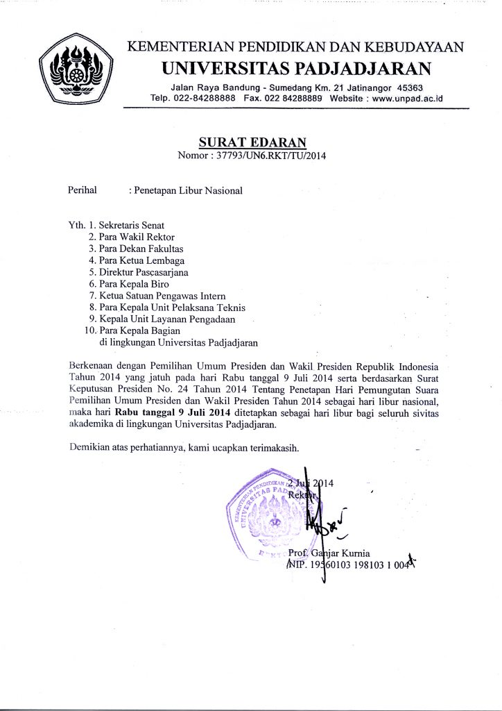 2014-07-04 surat edaran libur pemilu