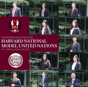 Sembilan orang mahasiswa yang terpilih menjadi delegasi dalam konfrensi Harvard National Model United Nation yang akan diadakan pada tanggal 16-19 Februari 2017 di Boston, Amerika Serikat adalah : Yoga Mahardika (Fisip), Agrian Ratu Randa (Fikom), Adhia Rana Kayungyun (Fikom), Albert Christiaan Londa (Fikom), Muhammad Dwika Pratamadia (FH), Ben Satrio Hutomo (FEB), Gretta Gizela (FEB), Hygea Marwany (FEB), Jeremy Juanito Lumbantobing (FEB).